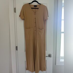 ASOS Tan Button-Front Jumpsuit